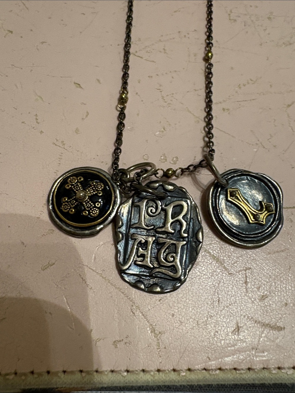 Waxing Poetic Black and Gold Charm Necklace - Picture 2 of 3